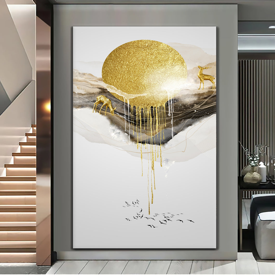 Canvas printed painting, not framed, rolled in tube, subject nature, preries, mountains.