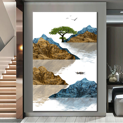 Canvas printed painting, not framed, rolled in tube, subject nature, preries, mountains.