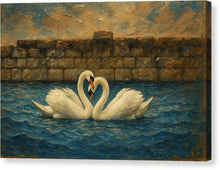 Load image into Gallery viewer, Lake Ohrid Swans in Serene Waters - Canvas Print
