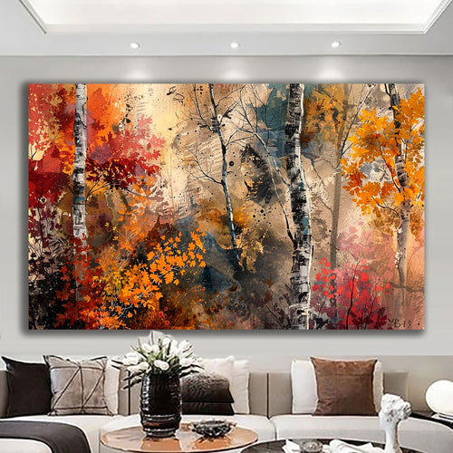 Canvas printed painting, not framed, rolled in tube, subject nature, preries, mountains.