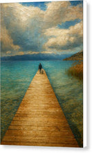 Load image into Gallery viewer, Man and Dog on a Wooden Pier Ohrid - Canvas Print
