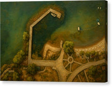 Load image into Gallery viewer, Rustic Aerial View of Coastal Dock Ohrid Lake - Canvas Print
