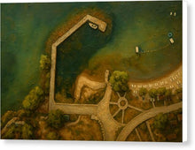 Load image into Gallery viewer, Rustic Aerial View of Coastal Dock Ohrid Lake - Canvas Print
