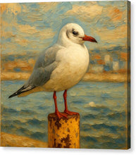 Load image into Gallery viewer, Seagull on a Wooden Post Ohrid - Canvas Print

