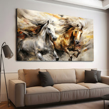 Load image into Gallery viewer, Canvas printed painting, not framed, rolled in tube, subject animal, horsses.
