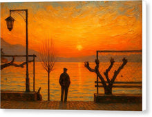 Load image into Gallery viewer, Silhouette by the Sunset Ohrid Lake - Canvas Print
