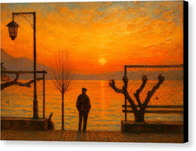 Load image into Gallery viewer, Silhouette by the Sunset Ohrid Lake - Canvas Print
