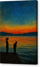 Load image into Gallery viewer, Silhouette Sunset Fishing Scene Ohrid - Canvas Print
