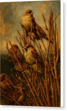 Load image into Gallery viewer, Sparrows Perched on Branches - Canvas Print
