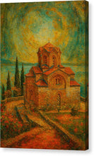 Load image into Gallery viewer, St. Jovan Kaneo Rustic Monastery at Sunset - Canvas Print
