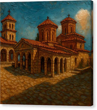 Load image into Gallery viewer, St. Naum Ohrid Ancient Stone Cathedral in Sunlight - Canvas Print
