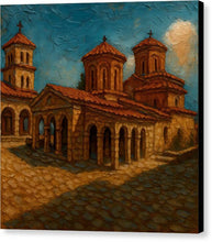 Load image into Gallery viewer, St. Naum Ohrid Ancient Stone Cathedral in Sunlight - Canvas Print
