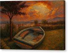 Load image into Gallery viewer, Sunset over Abandoned Rowboat Ohrid - Canvas Print
