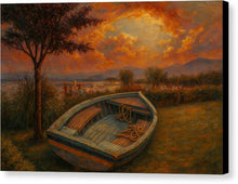 Load image into Gallery viewer, Sunset over Abandoned Rowboat Ohrid - Canvas Print
