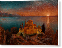 Load image into Gallery viewer, Sunset Over Lake Church St. Jovan Kaneo - Canvas Print
