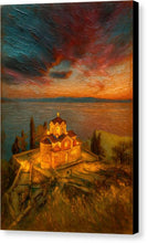 Load image into Gallery viewer, Sunset Over Lakeside Church Night St. Jovan Kaneo - Canvas Print
