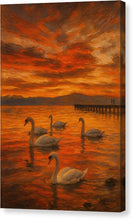 Load image into Gallery viewer, Sunset Over Ohrid Lake with Swans - Canvas Print
