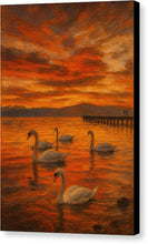 Load image into Gallery viewer, Sunset Over Ohrid Lake with Swans - Canvas Print
