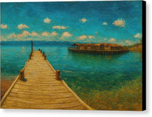 Load image into Gallery viewer, Tranquil Pier Extending into Turquoise Waters Ohrid Lake - Canvas Print
