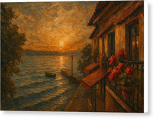 Load image into Gallery viewer, Trpeica Coastal Sunset with Vibrant Flowers - Canvas Print
